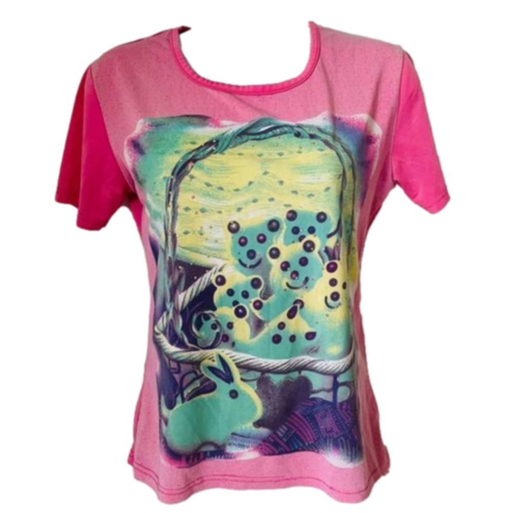Silky Soft Vibrant Pink and Blue Teddy Shirt